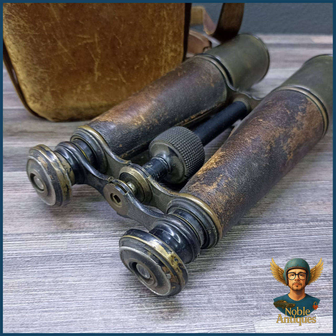 WWI Antique Field Binoculars With Original Leather Case