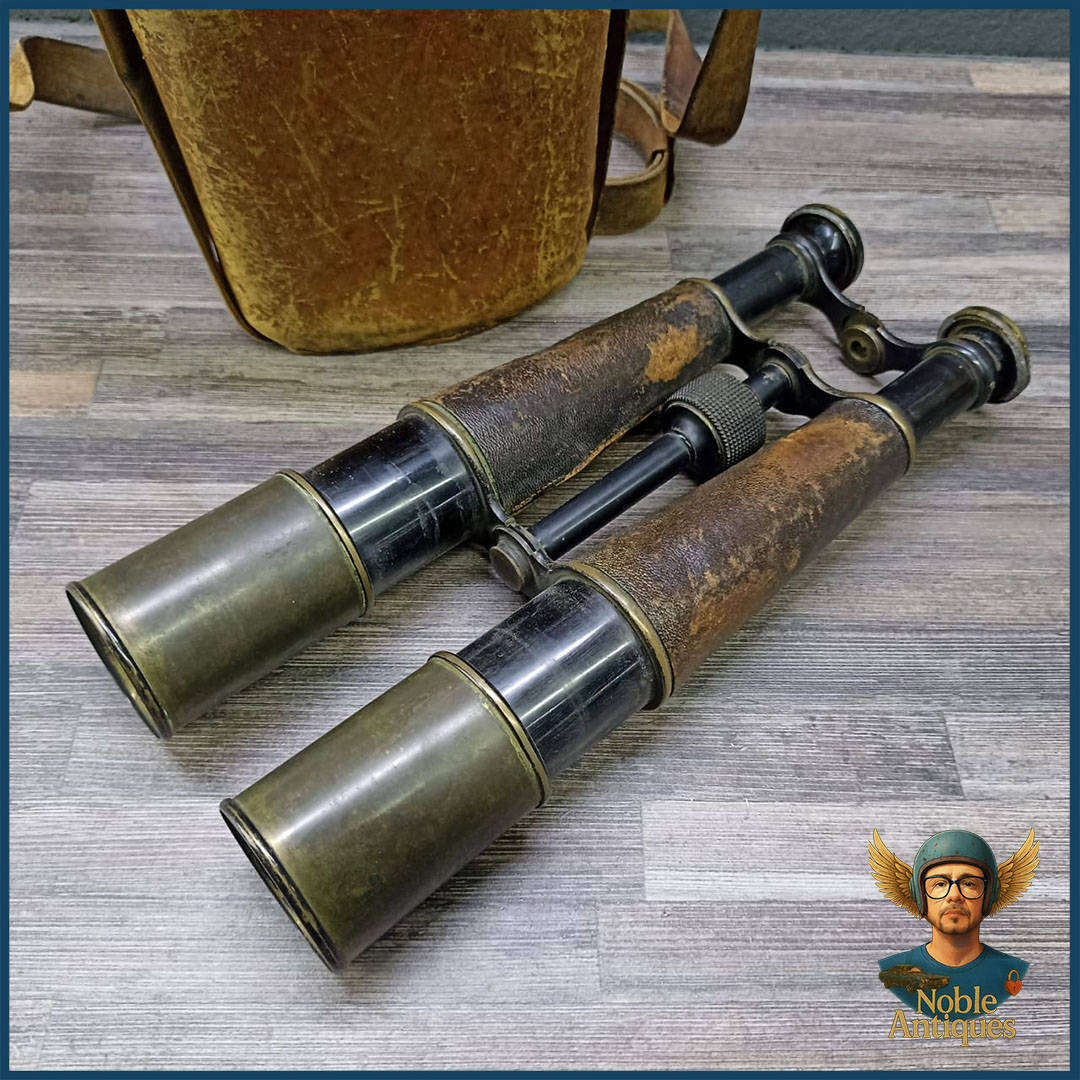 WWI Antique Field Binoculars With Original Leather Case