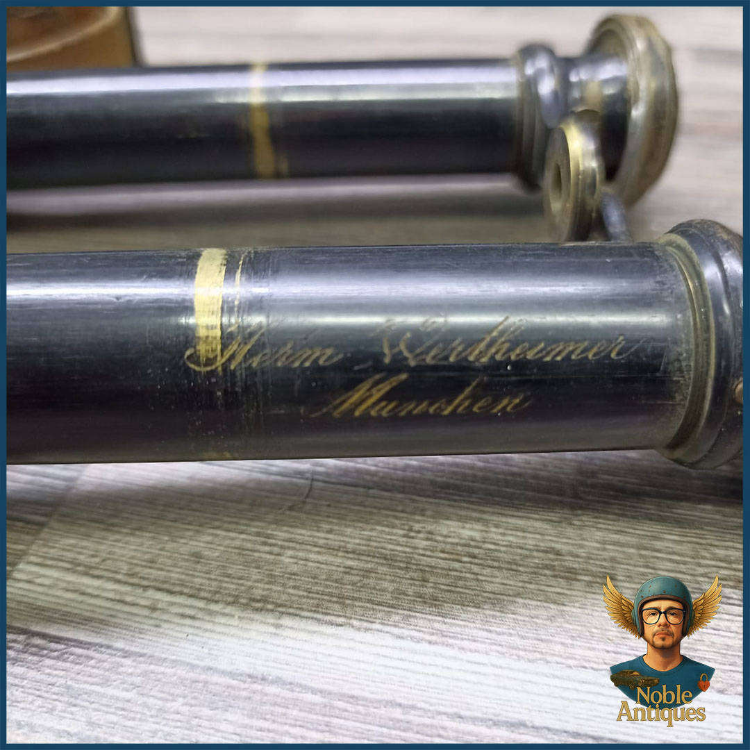 WWI Antique Field Binoculars With Original Leather Case