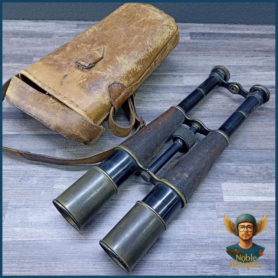 WWI Antique Field Binoculars With Original Leather Case