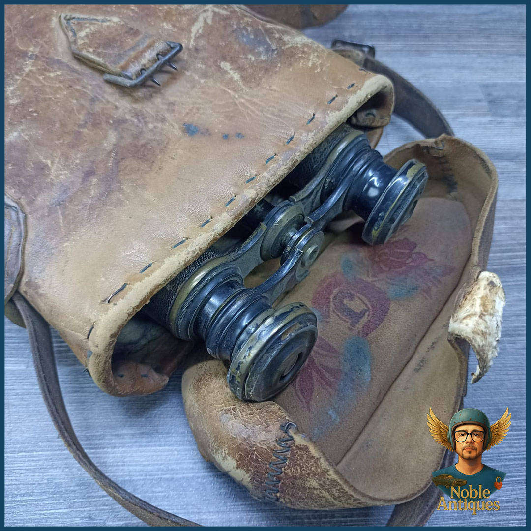 WWI Antique Field Binoculars With Original Leather Case