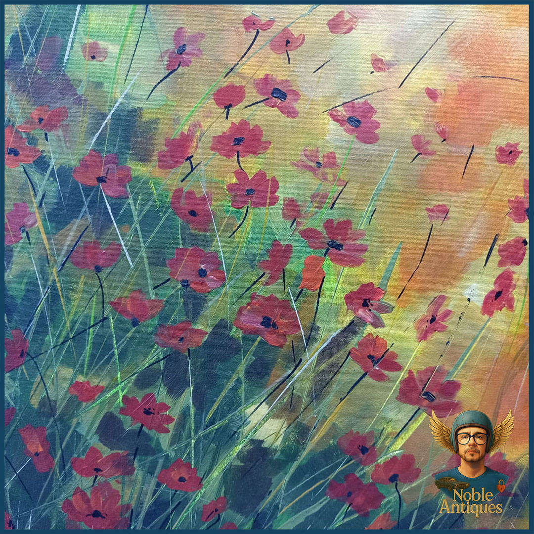 Signed Oil on Stretched Canvas Wildflower Scene