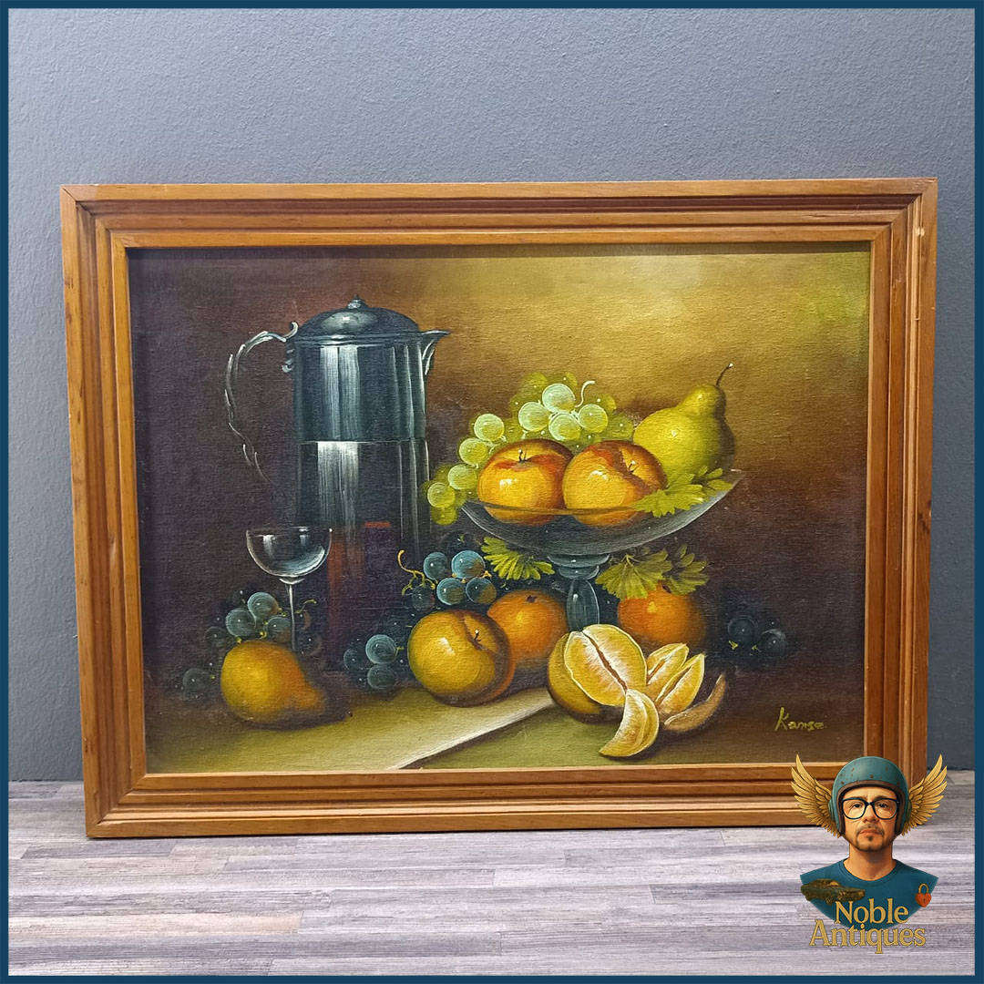 Vintage Framed Signed Oil on Board Still Life