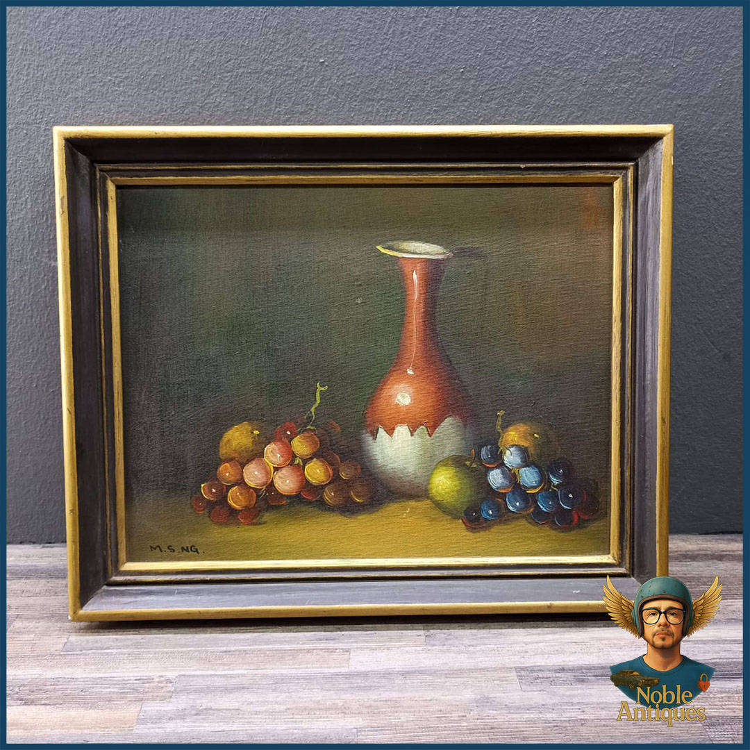 Vintage Framed Signed Oil on Board Still Life