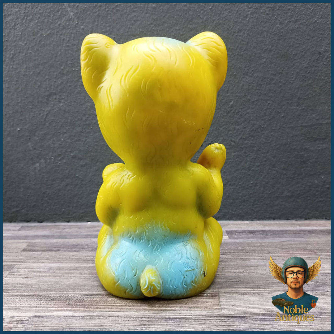Rare 1970's Yellow Rubber Squeaky Bear Toy