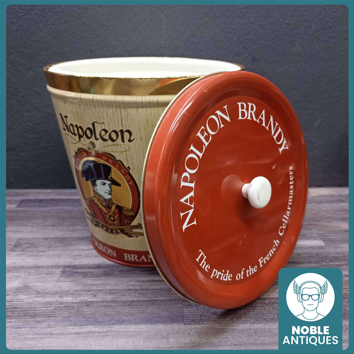 Vintage Lithographed Napoleon Brandy ice bucket