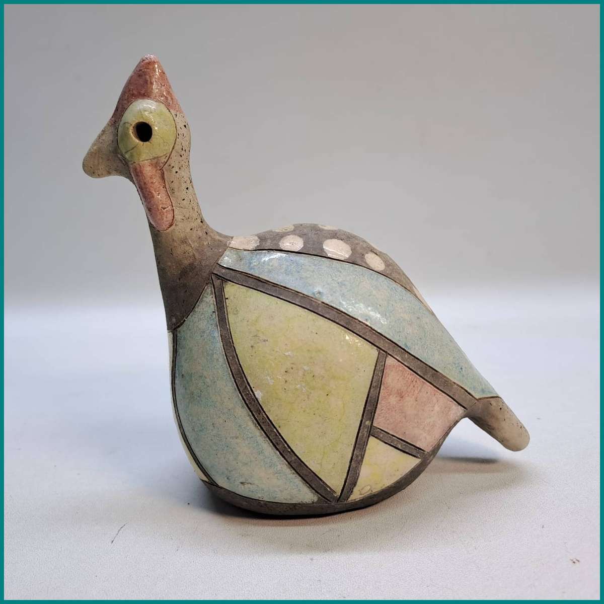 Vintage South African Raku pottery bird figurine