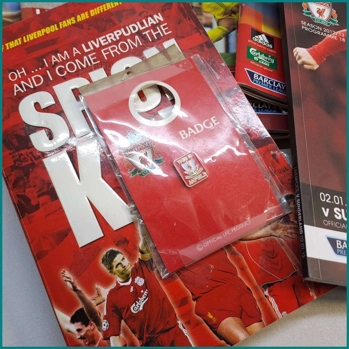 Official Liverpool FC matchday programs and Pin