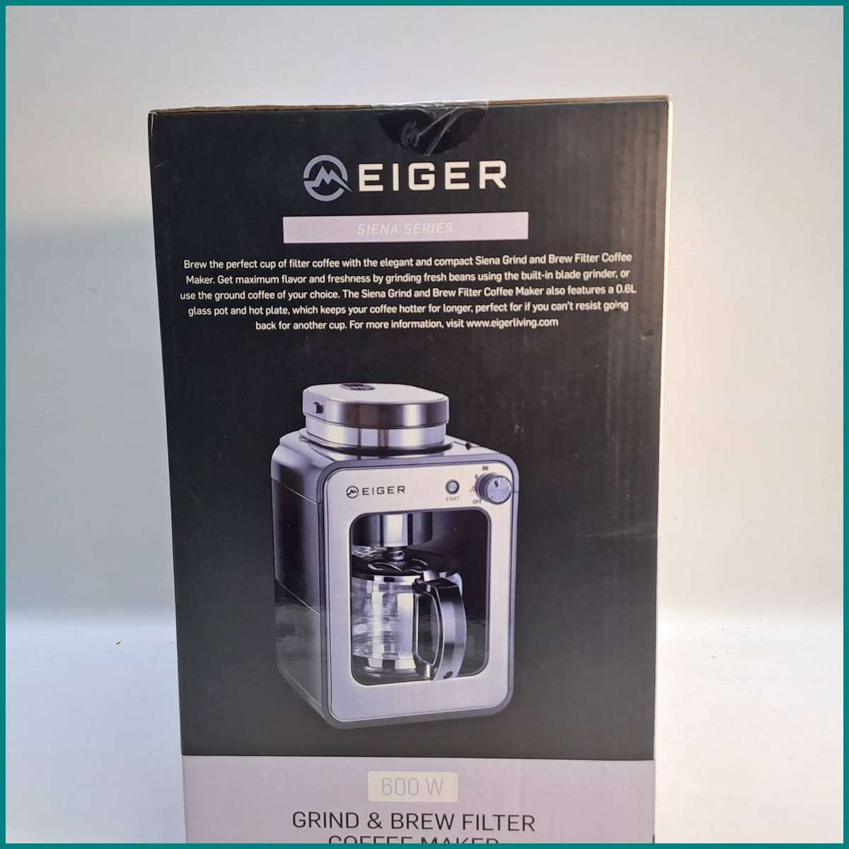 Boxed Eiger 600W Siena Series Grind & Brew Filter Coffee Maker