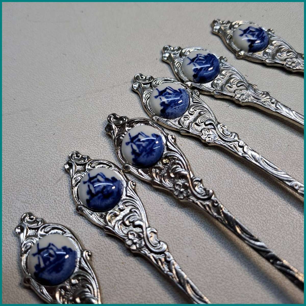 Delft Inlay Dutch souvenir spoons