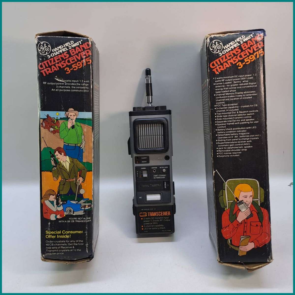 Two New Old Stock vintage General Electric 3-5975 CB Citizens Band Transceiver radios