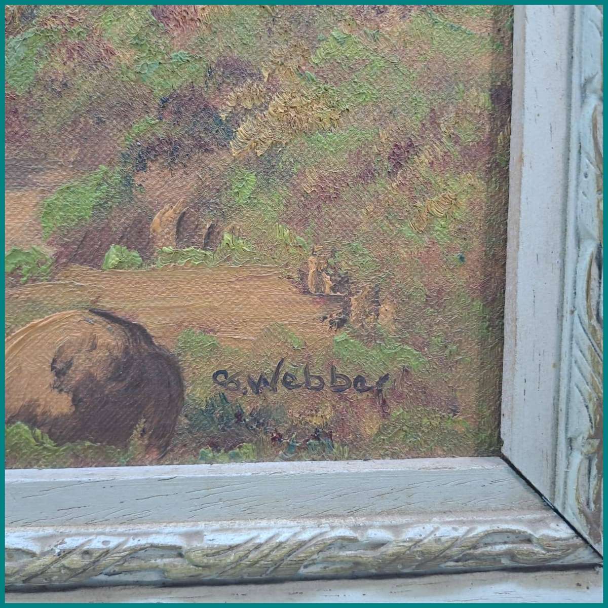 Framed Original S. Webber Oil on board landscape