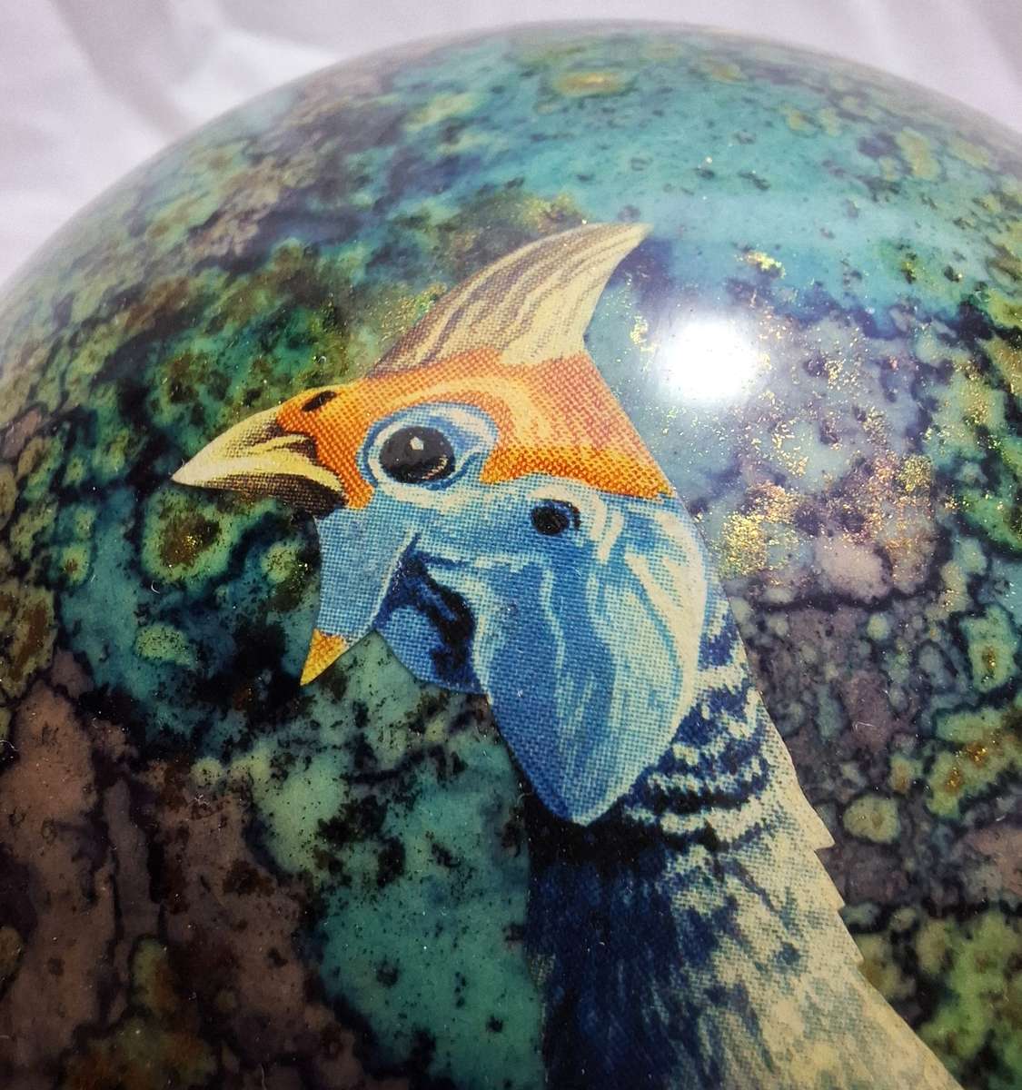 Vintage Decorated Ostrich Egg on Brass Stand