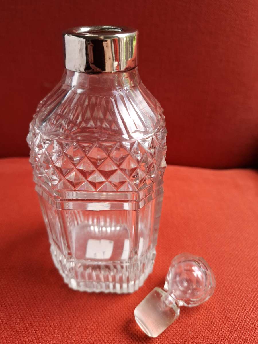 Antique Silver & Glass Decanter 1912