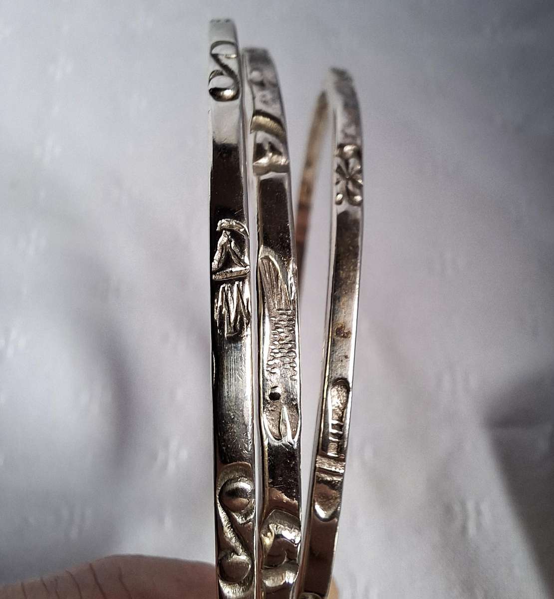 3 Sterling Silver Bangles - 925