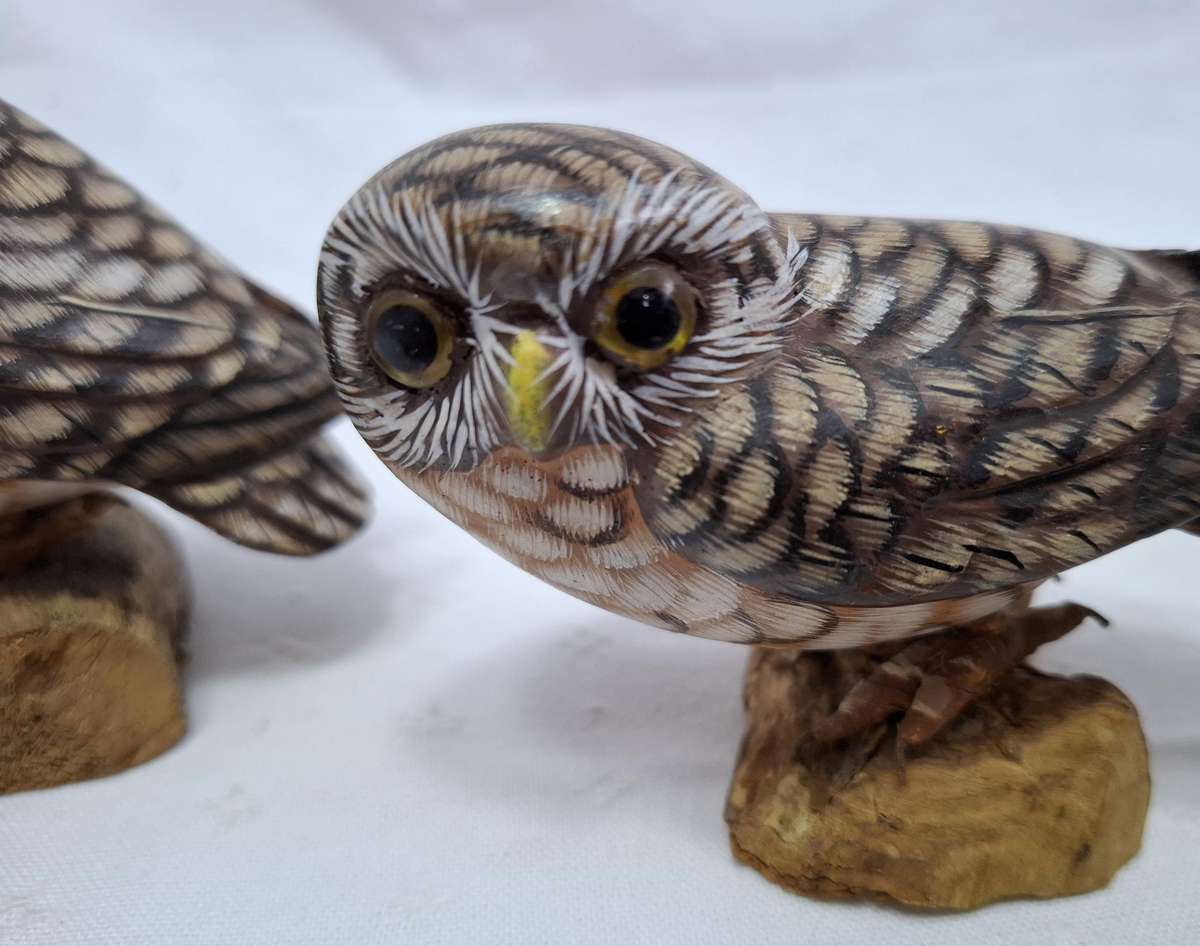 Vintage Wooden Owls - Hand Painted