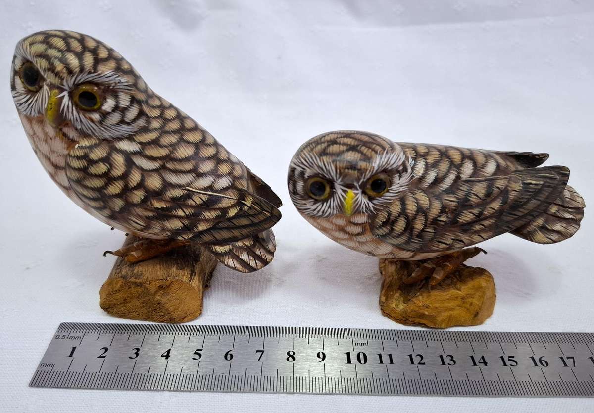 Vintage Wooden Owls - Hand Painted