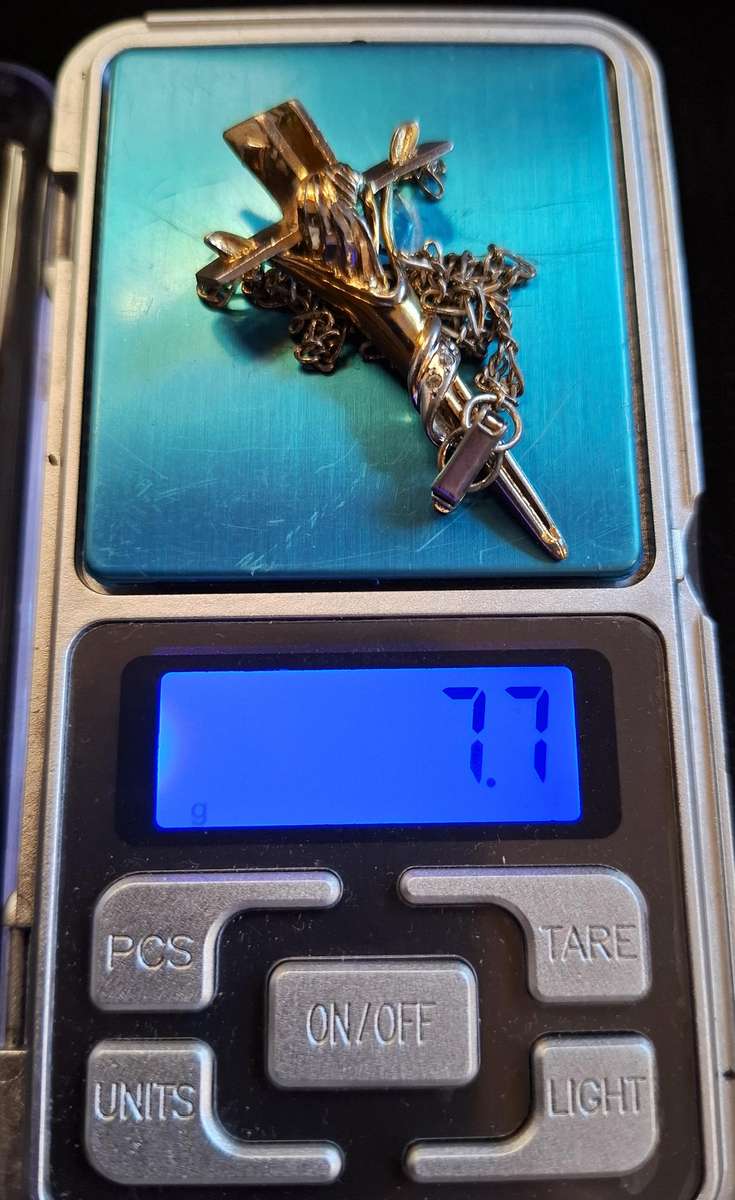 Vintage Sterling Silver Crucifix Necklace - Gold Plated (7.7g)