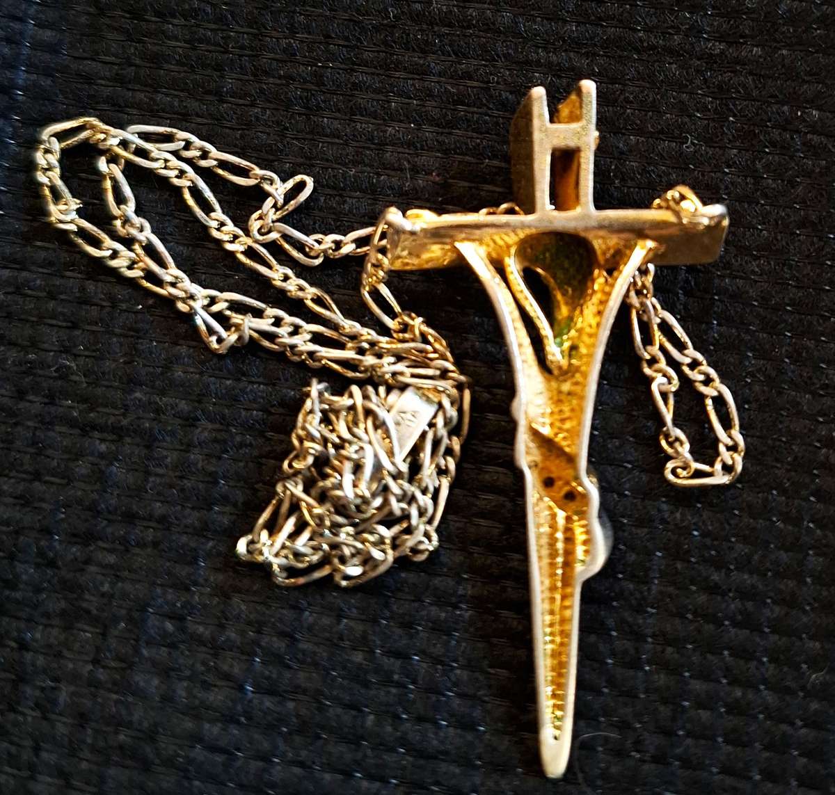 Vintage Sterling Silver Crucifix Necklace - Gold Plated (7.7g)