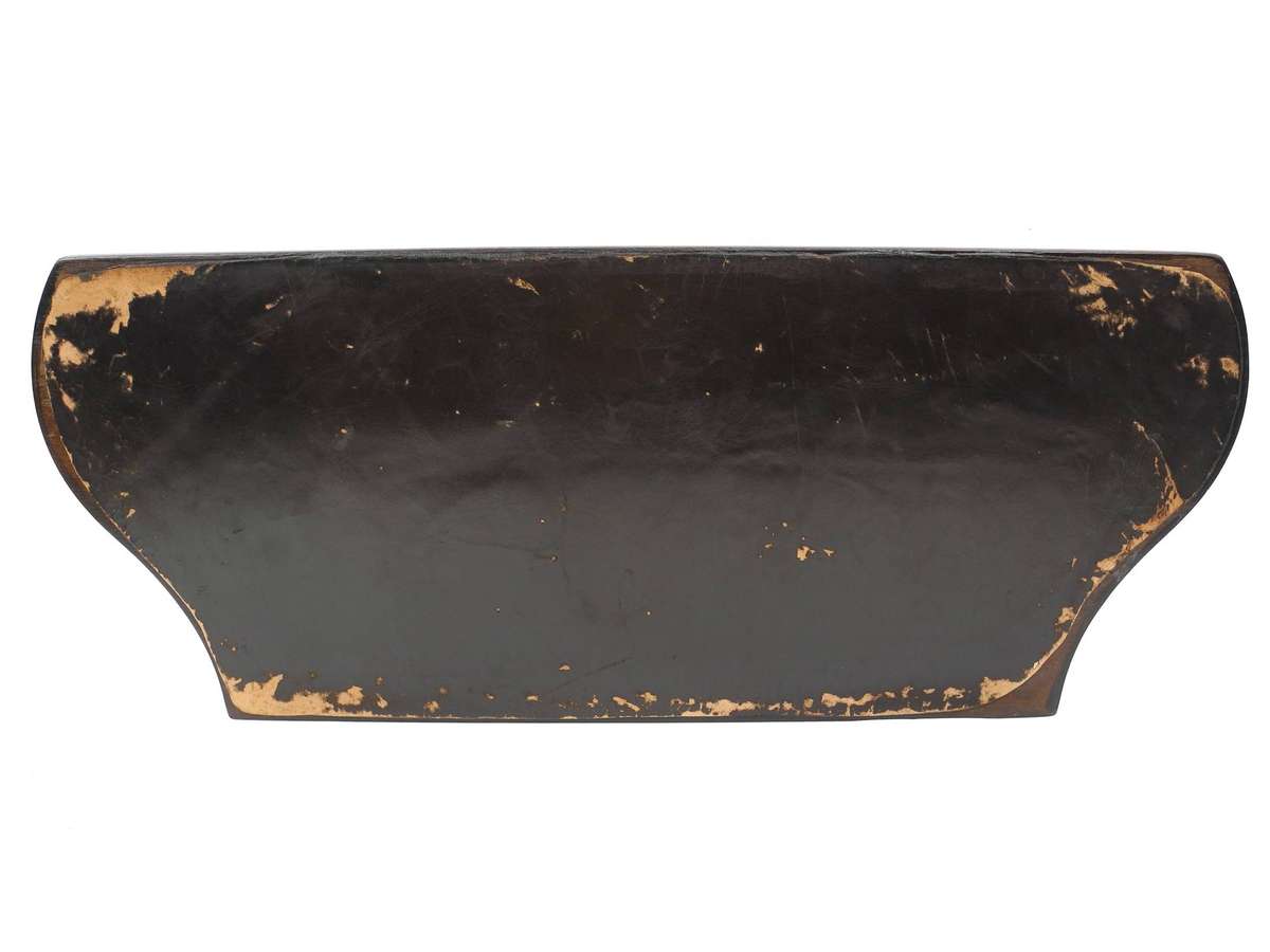 Vintage Dark-Stained Wooden Dual Inkwell Desk Stand
