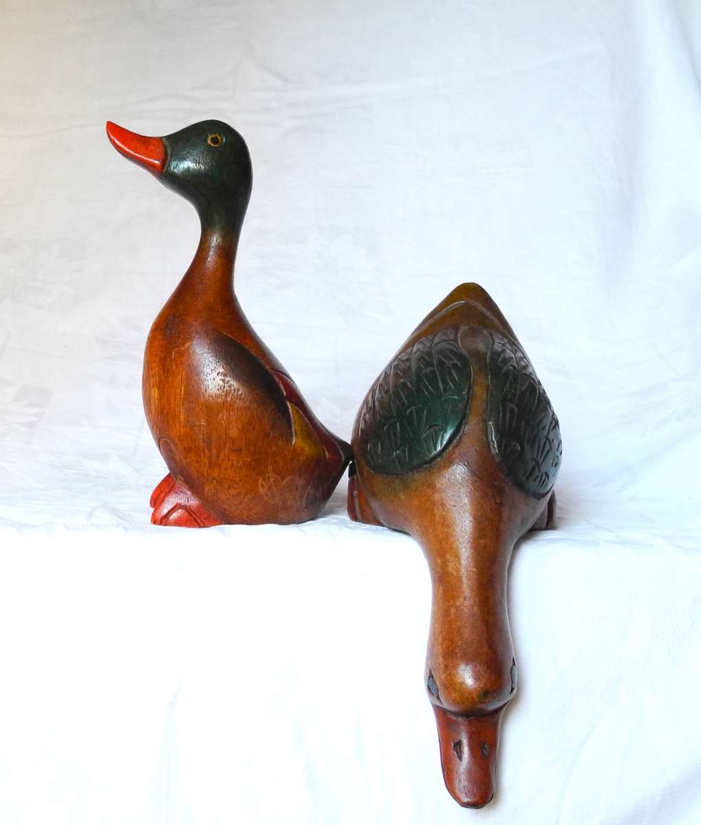 Vintage Carved Wooden Ducks