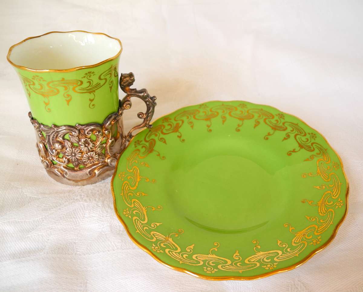 Coalport Teacup with Sterling Silver Holder 1906