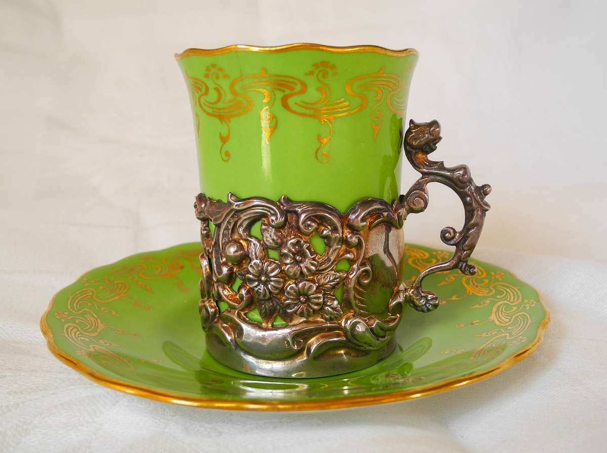 Coalport Teacup with Sterling Silver Holder 1906