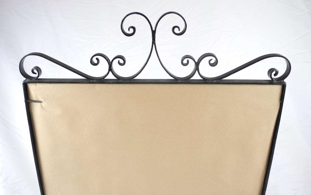 Vintage Wrought Iron Fire Screen with Floral Tapestry Panel