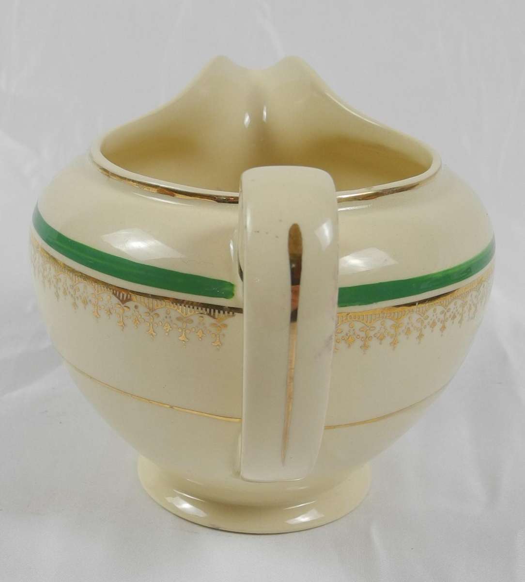 1930s Vintage Johnson Bros Victorian Range Large Jug - Green & Gold Gilt