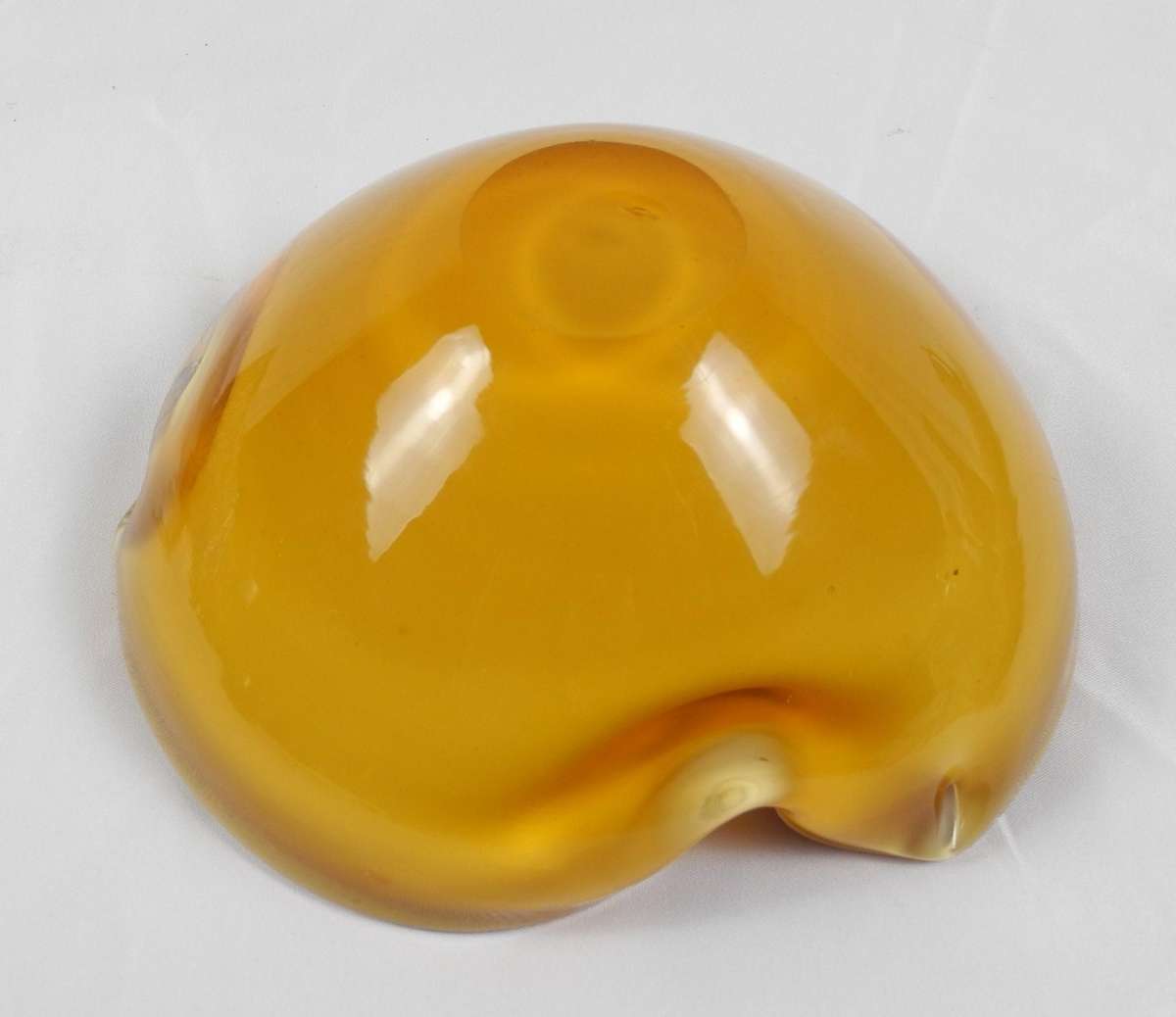 Mid-Century Modern Murano Sommerso Red and Amber Heavy Cased Glass  Bowl