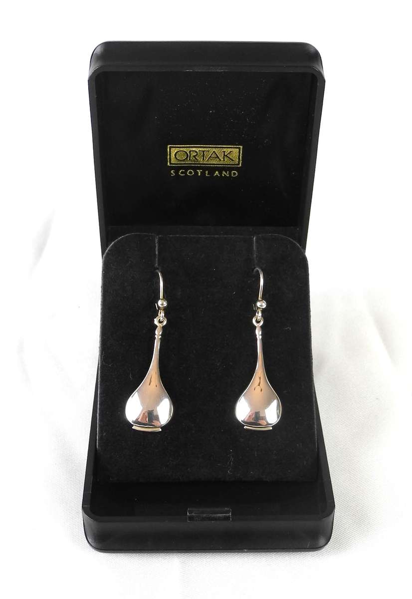 Vintage Ortak, Jewellery of Scotland, Handcrafted Silver Drop Earrings