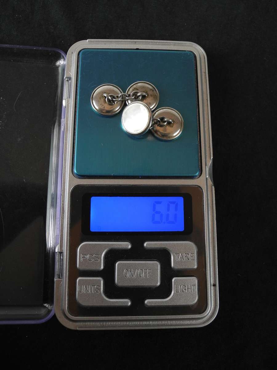 Vintage Silver and Mother of Pearl Cuff Links (6.0g)