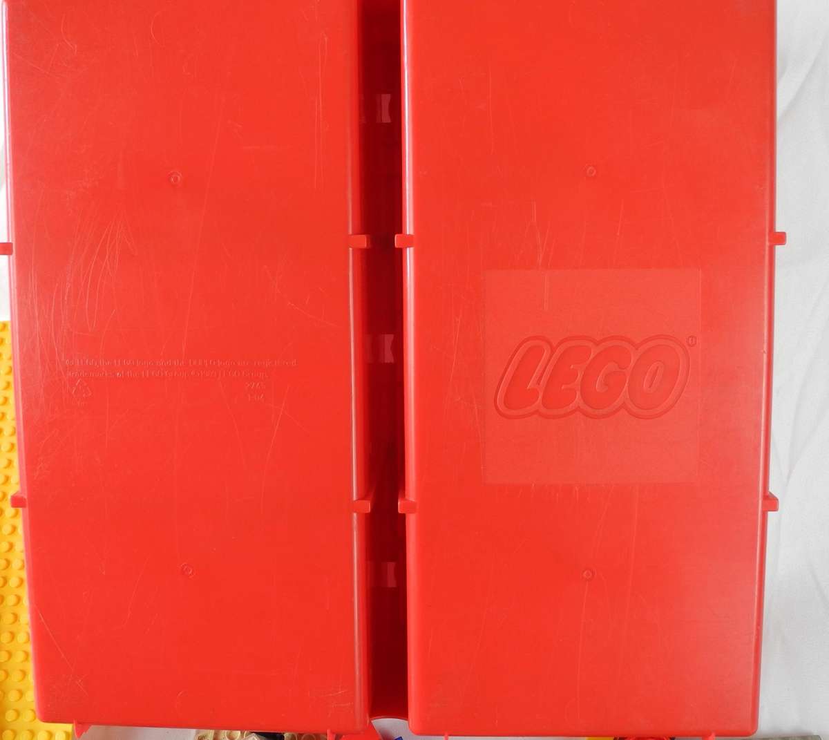 Vintage Lego Build-N-Store Chest Carry Case filled with lots of Lego bricks