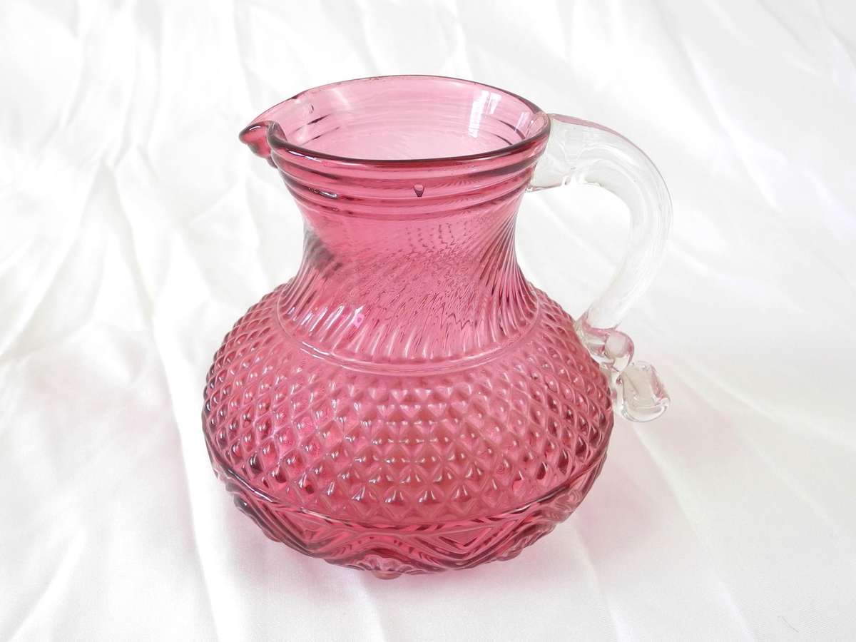 Vintage Pilgrim Glass Small Cranberry Pitcher
