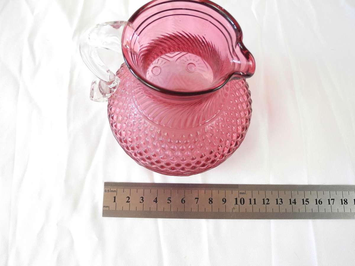 Vintage Pilgrim Glass Small Cranberry Pitcher