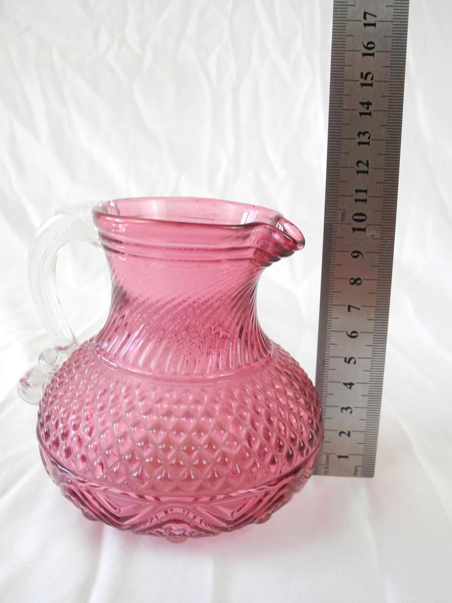 Vintage Pilgrim Glass Small Cranberry Pitcher