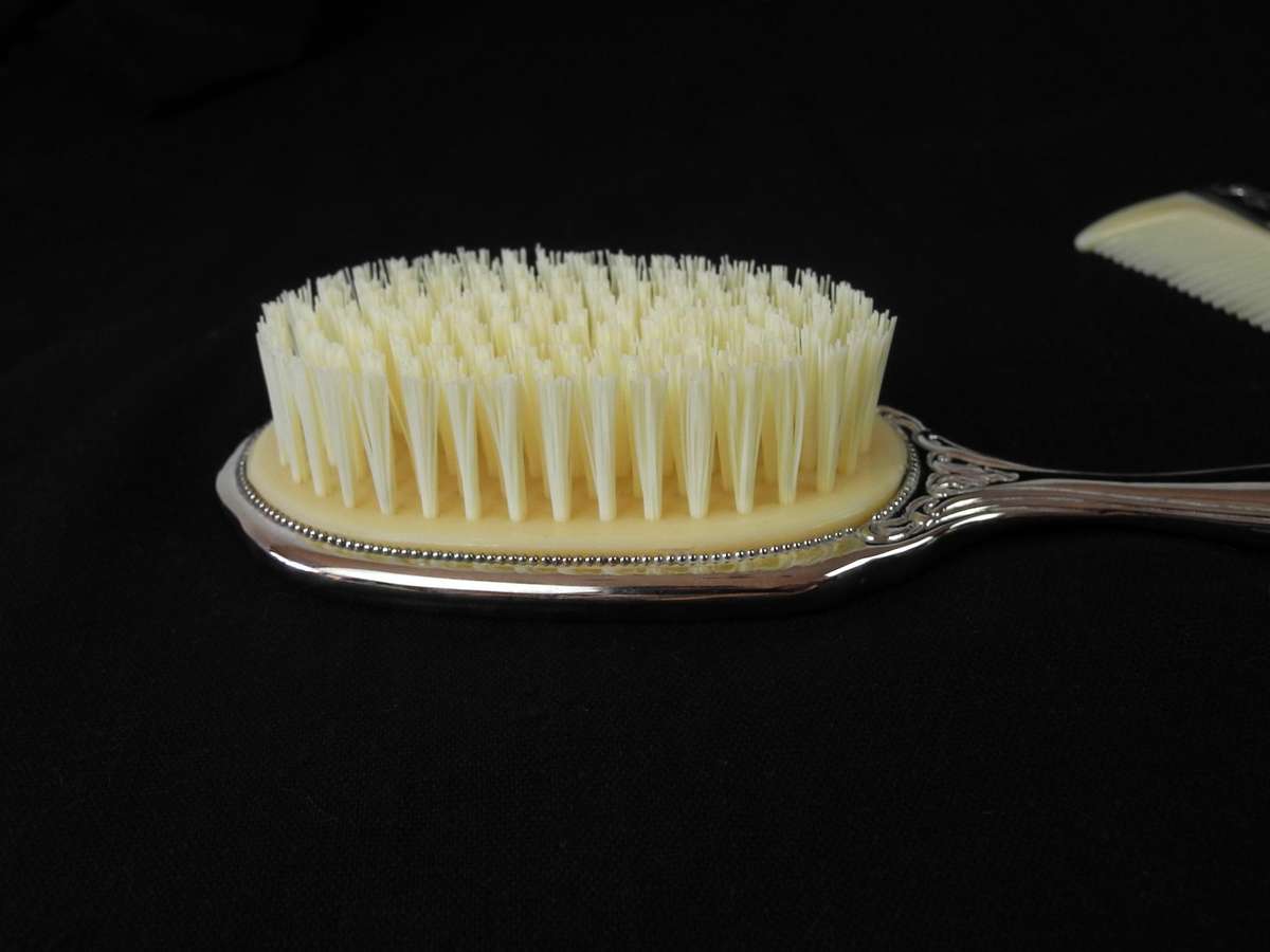 Vintage Silver-Plated Vanity Set - Mirror, Brush & Comb