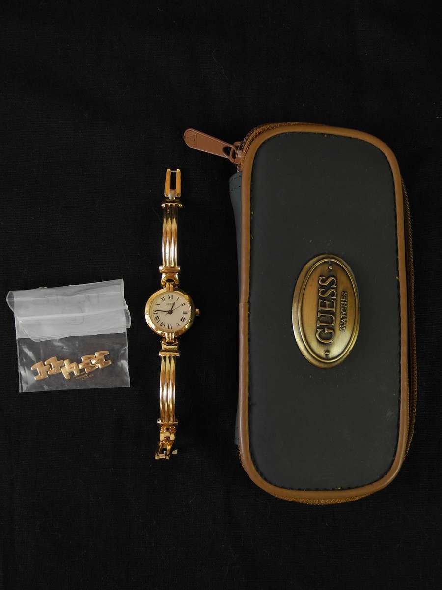 Vintage Guess Gold Tone Round Face Bracelet Band Watch