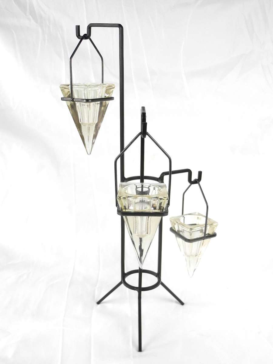 Vintage Industrial Glass & Metal Hanging Candle Holder