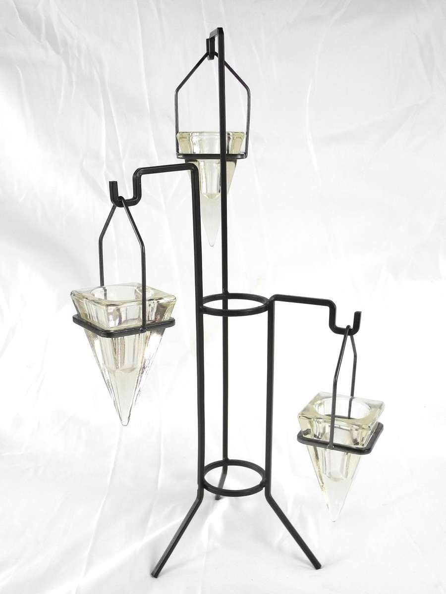 Vintage Industrial Glass & Metal Hanging Candle Holder