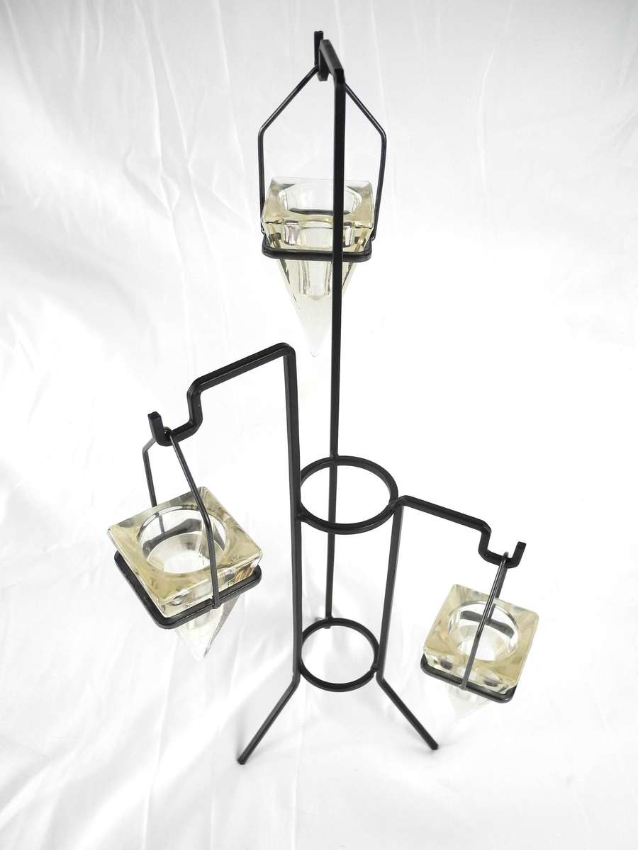 Vintage Industrial Glass & Metal Hanging Candle Holder