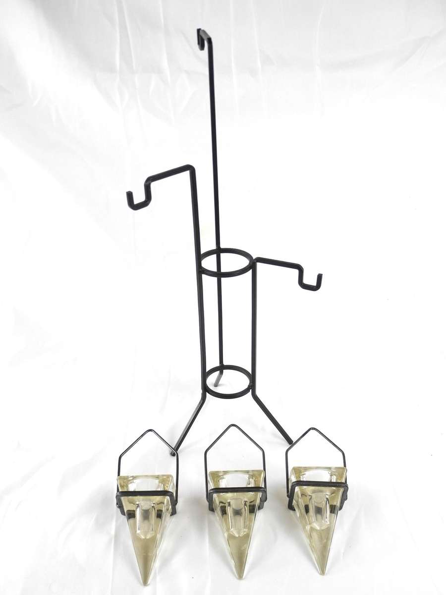 Vintage Industrial Glass & Metal Hanging Candle Holder