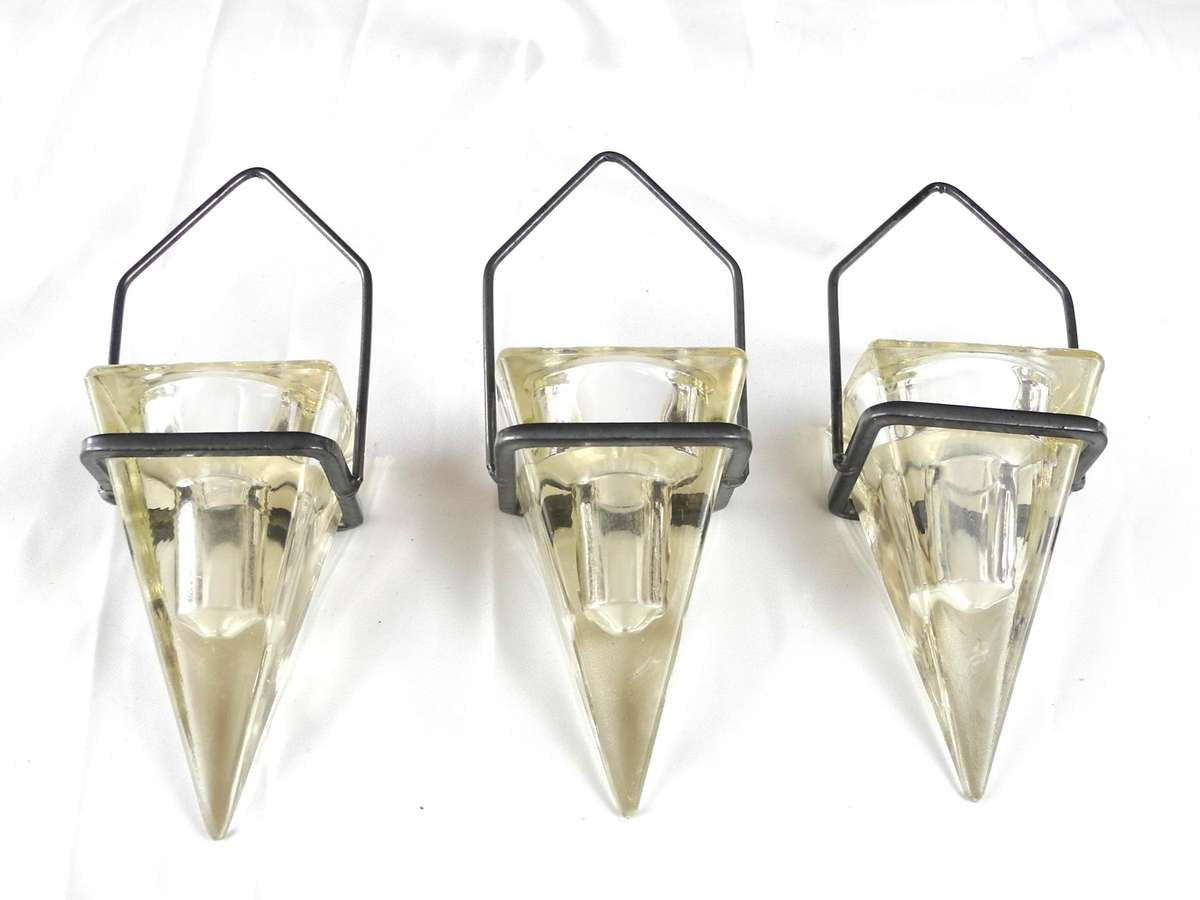 Vintage Industrial Glass & Metal Hanging Candle Holder