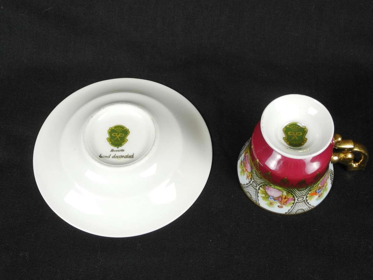 Vintage Bavarian Demitasse Cup and Saucer with Love Story Artwork