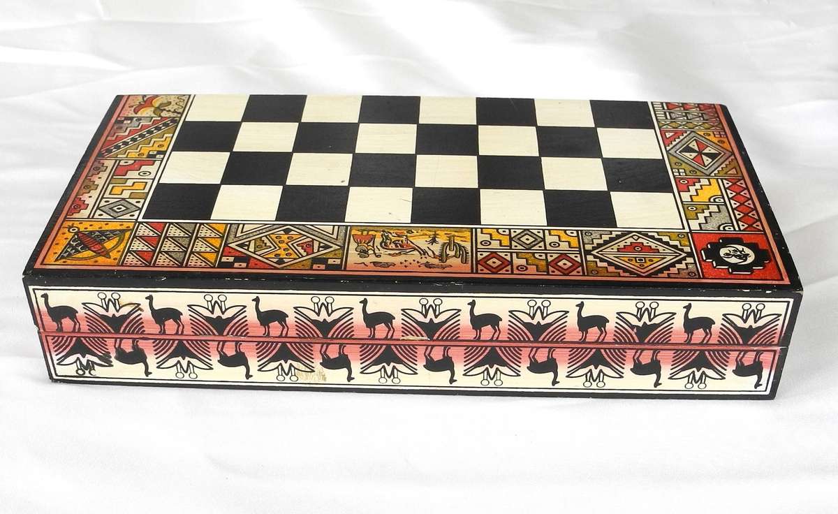 Vintage Handmade Terracotta Portable Chess Set  Incas vs Spanish Conquistadors
