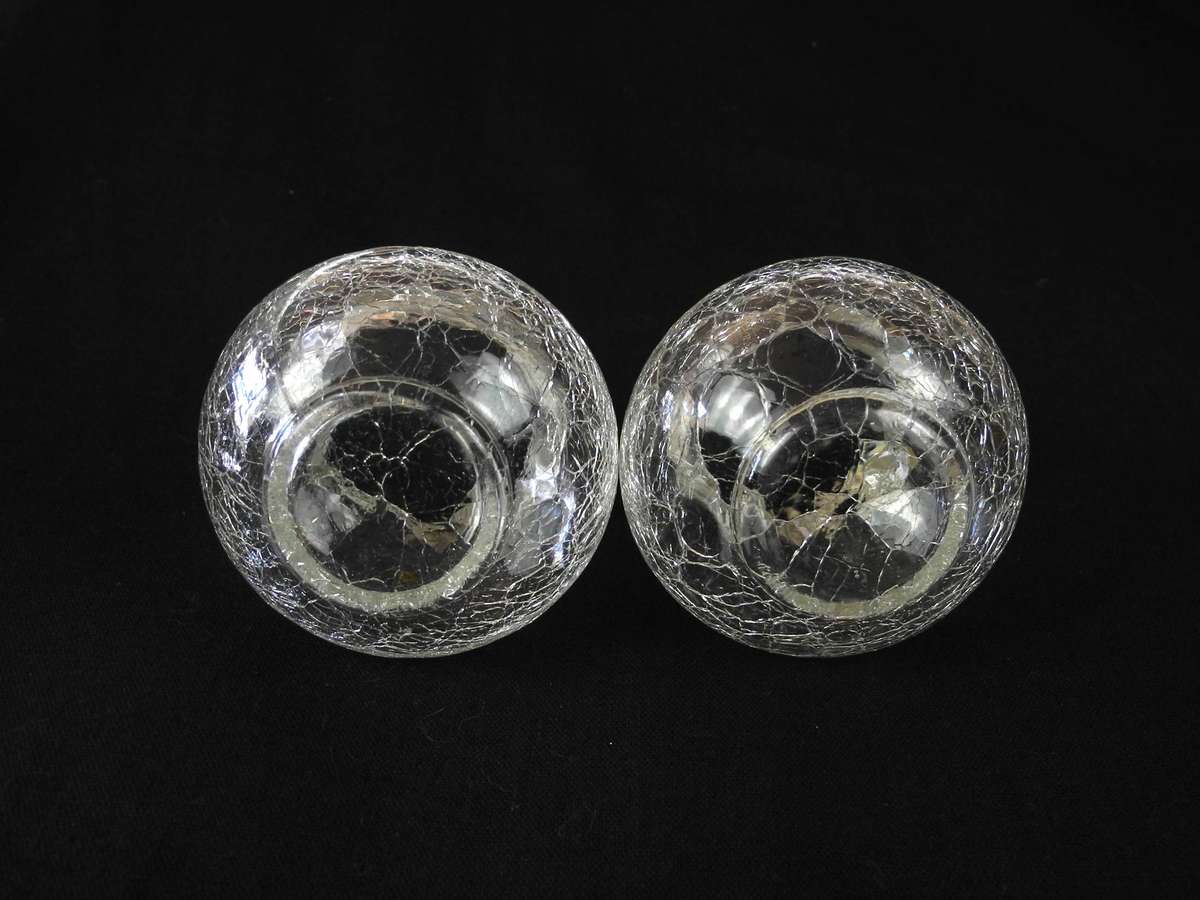 Two Antique .925 Sterling Silver Rimed Crackle Glass Vases (1903)