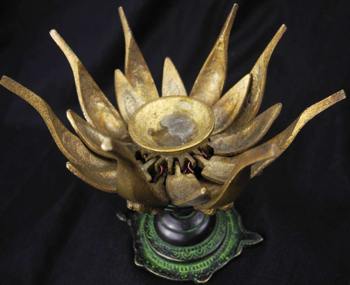 Vintage Bronze Lotus & Turtle Candle Holder