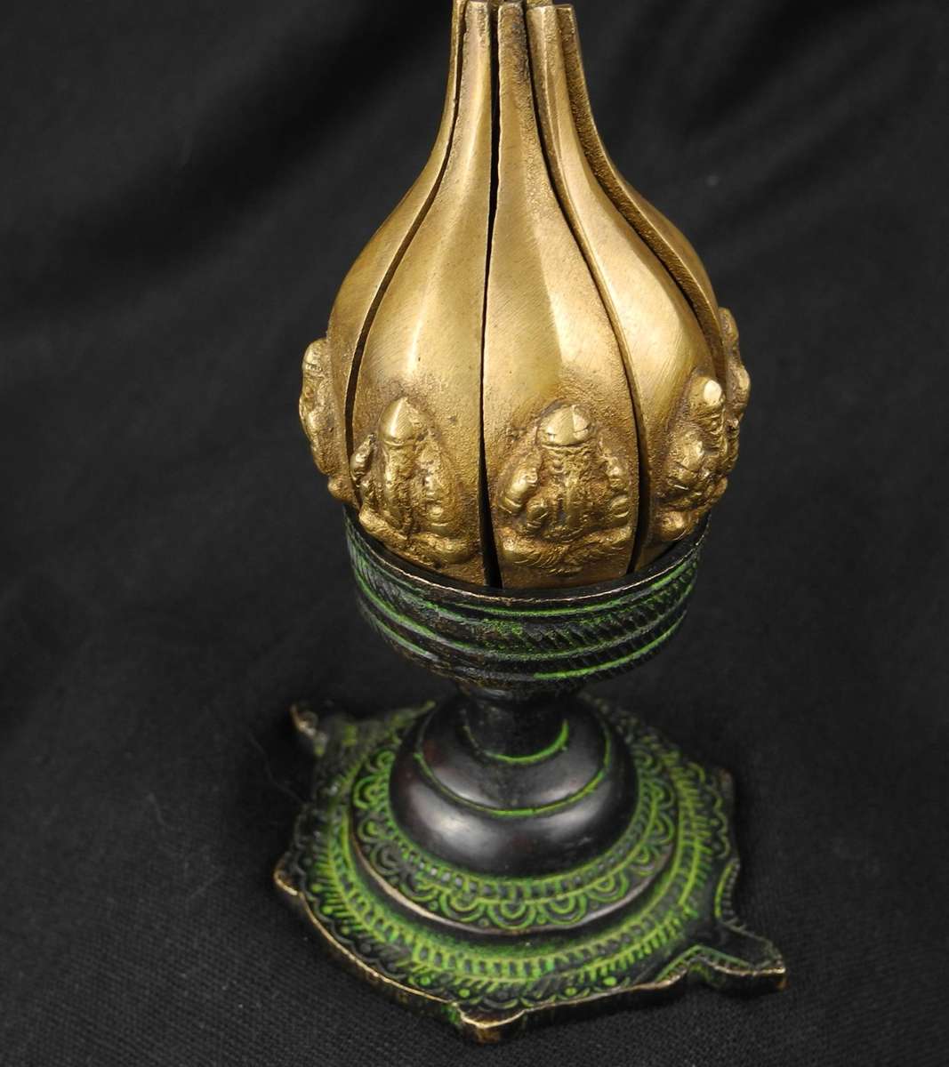 Vintage Bronze Lotus & Turtle Candle Holder