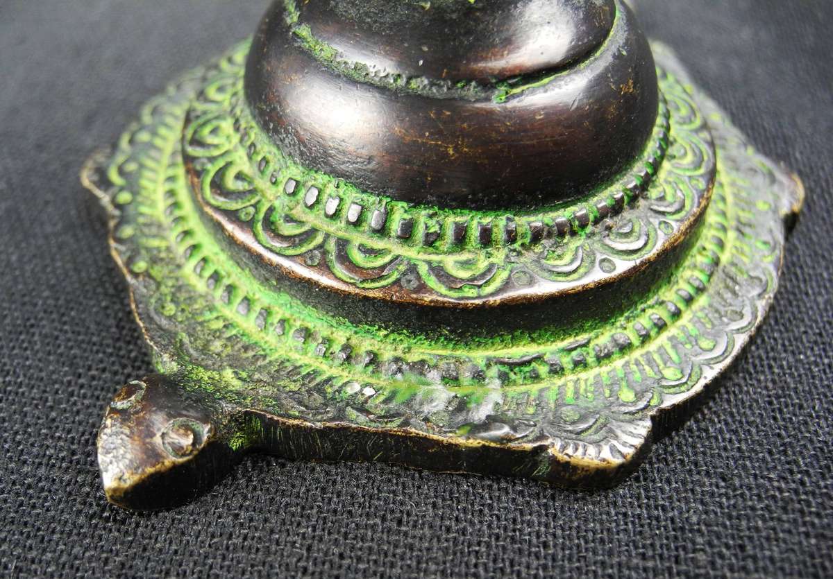 Vintage Bronze Lotus & Turtle Candle Holder