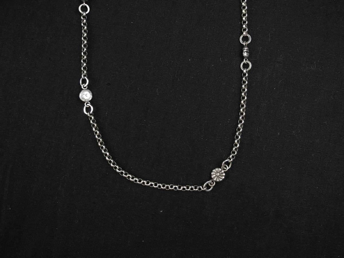Vintage .925 Sterling Silver Chain Necklace with Floral Accents (32.9g)